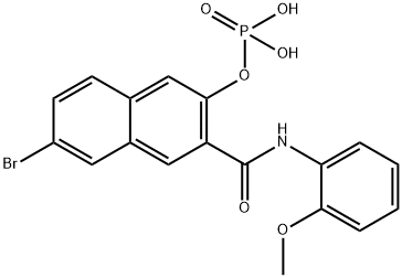 7-ブロモ-N-(2-メトキシフェニル)-3-ホスホノオキシ-2-ナフタレンカルボアミド 化学構造式
