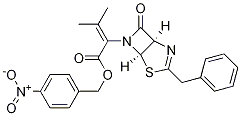 4-Thia-2,6-diazabicyclo[3.2.0]hept-2-ene-6-acetic acid, a-(1-methylethylidene)-7-oxo-3-(phenylmethyl)-, (4-nitrophenyl)methyl ester, (1R,5R)- 化学構造式