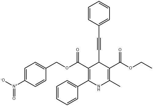 1,4-DIHYDRO-2-METHYL-6-PHENYL-4-(PHENYLETHYNYL)-3,5-PYRIDINEDICARBOXYLIC ACID 3-ETHYL-5-[(3-NITROPHENYL)METHYL] ESTER Structure