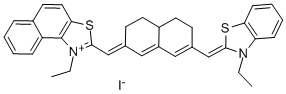 1-ETHYL-2-([7-([3-ETHYL-1,3-BENZOTHIAZOL-2(3H)-YLIDENE]METHYL)-4,4A,5,6-TETRAHYDRO-2(3H)-NAPHTHALENYLIDENE]METHYL)NAPHTHO[1,2-D][1,3]THIAZOL-1-IUM IODIDE Structure