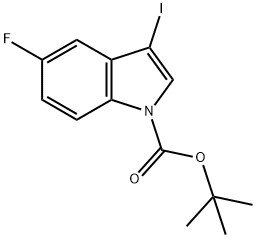 1H-Indole-1-carboxylic acid, 5-fluoro-3-iodo-, 1,1-diMethylethyl ester Struktur