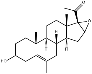 (17R)-16β,17-エポキシ-3β-ヒドロキシ-16-メチルプレグナ-5-エン-20-オン 化学構造式