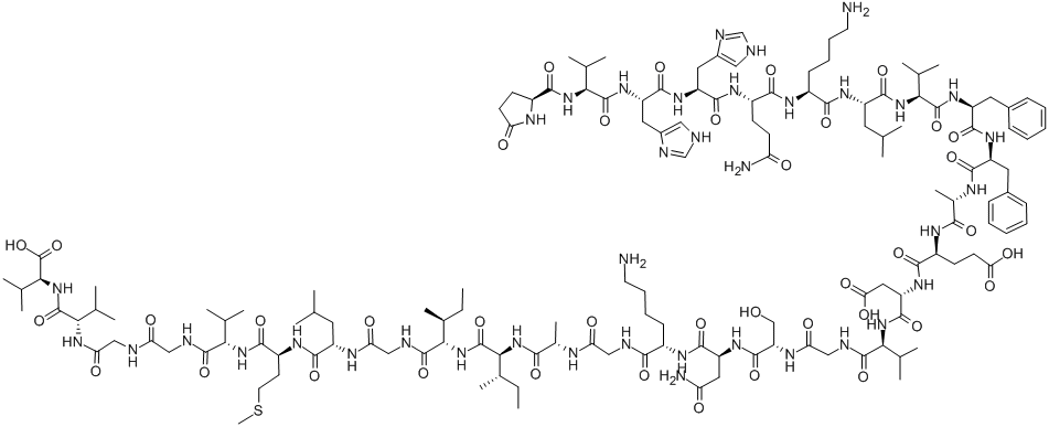 [PYR11]-アミロイドΒ-プロテイン (ヒト, 11-40) 化学構造式