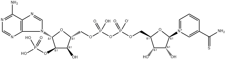 ADENOSINE 5'-(TRIHYDROGEN DIPHOSATE), 2'-(SODIUM HYDROGEN PHOSPHATE), P',5'-ESTER WITH 3-(AMINOTHIOXOMETHYL)-1-BETA-D-RIBOFURANOSYLPYRIDIUM INNER SALT Structure
