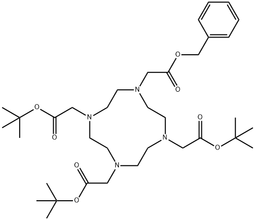 1,4,7,10-Tetraazacyclododecane-1,4,7,10-tetraacetic acid, tris(1,1-diMethylethyl) phenylMethyl ester Struktur