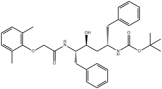 (2S,3S,5S)-2-(2,6-二甲基苯氧乙酰基)氨基-3-羟基-5-(叔丁氧羰基)氨基-1,6-二苯基己烷 结构式