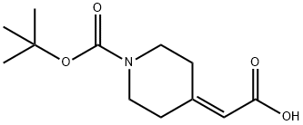 1-叔丁氧羰基哌啶-4-亚基乙酸, 193085-24-4, 结构式