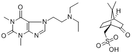 7-[2-(ジエチルアミノ)エチル]-3,7-ジヒドロ-1,3-ジメチル-1H-プリン-2,6-ジオン・(1S,4α)-7,7-ジメチル-2-オキソビシクロ[2.2.1]ヘプタン-1β-メタンスルホン酸 化学構造式