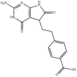 4-[2-(2-アミノ-4,5,6,7-テトラヒドロ-4,6-ジオキソ-3H-ピロロ[2,3-D]ピリミジン-5-イル)エチル]安息香酸 化学構造式