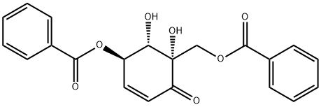 安息香酸((1S,5R,6S)-5-(ベンゾイルオキシ)-1,6-ジヒドロキシ-2-オキソシクロヘキス-3-エン-1-イル)メチル 化学構造式