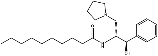 Decanamide, N-[(1R,2R)-2-hydroxy-2-phenyl-1-(1-pyrrolidinylmethyl)ethyl]- Struktur