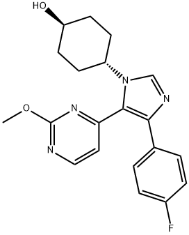 反式-1-(4-羟基环己基)-4-(4-氟苯基)-5-(2-甲氧基嘧啶-4-基)咪唑, 193551-21-2, 结构式