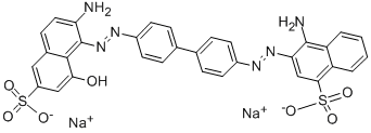 4-アミノ-3-[[4'-[(2-アミノ-8-ヒドロキシ-6-スルホ-1-ナフチル)アゾ]-1,1'-ビフェニル-4-イル]アゾ]-1-ナフタレンスルホン酸二ナトリウム 化学構造式