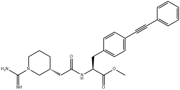 4-(フェニルエチニル)-N-[[(3R)-1-アミジノピペリジン-3-イル]アセチル]-L-フェニルアラニンメチル 化学構造式