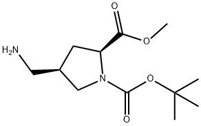 (2S,4R)-4-(氨基甲基)吡咯烷-1,2-二羧酸 1-叔丁酯 2-甲酯, 194163-92-3, 结构式