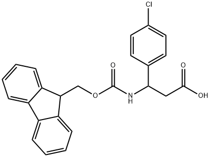 3-(4-クロロフェニル)-3-{[(9H-フルオレン-9-イルメトキシ)カルボニル]アミノ}プロパン酸 化学構造式