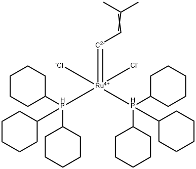 二氯化(3-甲基-2-丁烯亚基)二(三环己基膦)钌 结构式