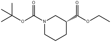(R)-1-(tert-ブトキシカルボニル)-3-ピペリジンカルボン酸エチル 化学構造式