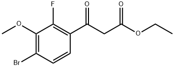 3-(4-ブロモ-2-フルオロ-3-メトキシフェニル)-3-オキソプロパン酸エチル 化学構造式