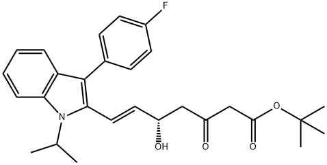 (E)-5-羟基-3-氧代-7-[3'-(4"-氟苯基)-1'-(1"-甲基乙基)吲哚-2'-基]-6-庚烯酸叔丁酯,194934-95-7,结构式