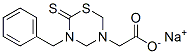 5,6-ジヒドロ-5-ベンジル-6-チオキソ-2H-1,3,5-チアジアジン-3(4H)-酢酸ナトリウム 化学構造式