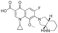 3-Quinolinecarboxylic acid, 1-cyclopropyl-6-fluoro-1,4-dihydro-8-Methoxy-7-[(4aS,7aS)-octahydro-6H-pyrrolo[3,4-b]pyridin-6-yl]-4-oxo- Structure