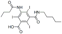 3-Butyrylamino-5-(pentylcarbamoyl)-2,4,6-triiodobenzoic acid Struktur