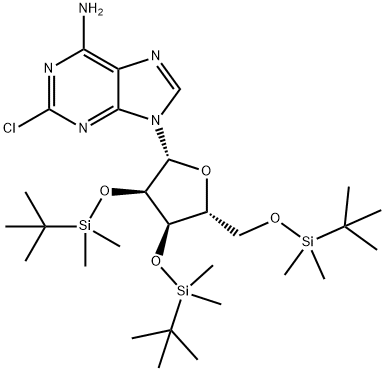 2-Chloro-2',3',5'-tris-O-[(1,1-diMethylethyl)diMethylsilyl]-adenosine,195727-26-5,结构式