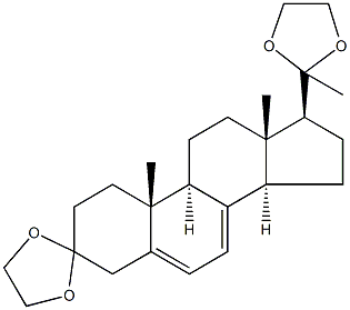 プレグナ-5,7-ジエン-3,20-ジオンビス(エチレンアセタール) 化学構造式