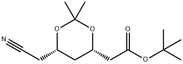 (4S,6S)-6-(氰基甲基)-2,2-二甲基-1,3-二氧代-4-乙酸叔丁基酯, 196085-85-5, 结构式