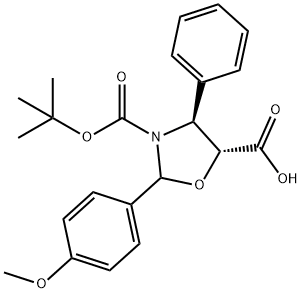 (4S,5R)-3-tert-butoxycarbony-2-(4-anisy)-4-phenyl-5-oxazolidinecarboxylic acid  Struktur