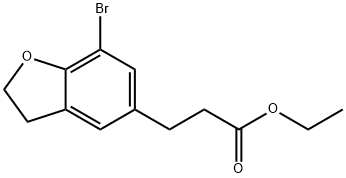 3-(7-ブロモ-2,3-ジヒドロ-1-ベンズオフラン-5-イル)プロパン酸エチル 化学構造式