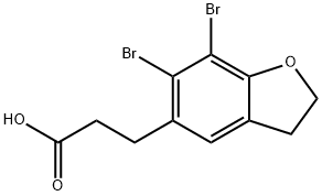 3-(6,7-ジブロモ-2,3-ジヒドロベンズオフラン-5-イル)プロパン酸 化学構造式