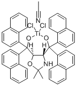 4R,5R)-(-)-2,2-二甲基-ALPHA,ALPHA,ALPHA',ALPHA'-四苯基-1,3-二氧戊环-4,5-二甲醇并[1,2-双(二甲氧基)乙烷]二氯化钛(IV) 结构式