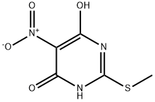 2-(Methylthio)-5-nitropyrimidine-4,6-diol 化学構造式