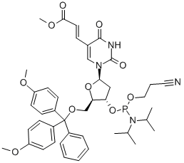 5-(E-2-CARBOMETHOXYVINYL)-5'-O-(4,4'-DIMETHOXYTRITYL)-2'-DEOXYURIDINE, 3'-[(2-CYANOETHYL)-(N,N-DIISOPROPYL)]PHOSPHORAMIDITE Struktur