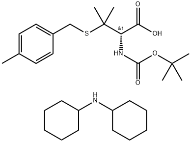 N-[叔丁氧羰基]-3-[[(4-甲基苯基)甲基]硫基]-D-缬氨酸二环己基铵盐, 198470-36-9, 结构式