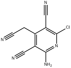 2-氨基-6-氯-4-(氰基甲基)吡啶-3,5-二甲腈, 19858-57-2, 结构式
