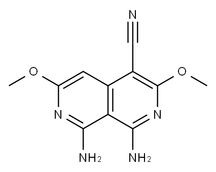 1,8-二氨基-3,6-二甲氧基-2,7-萘啶-4-甲腈, 19858-61-8, 结构式