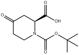 (S)-1-(TERT-ブチルトキシカルボニル)-4-オキソピペリジン-2-カルボン酸 化学構造式