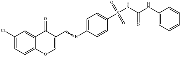 Benzenesulfonamide, 4-(((6-chloro-4-oxo-4H-1-benzopyran-3-yl)methylene )amino)-N-((phenylamino)carbonyl)- 化学構造式