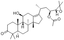 (8α,9β,14β)-23-アセトキシ-11β-ヒドロキシ-ダンマラ-13(17)-エン-3,24-ジオン 化学構造式