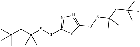 2,5-ビス[(1,1,3,3-テトラメチルブチル)ジチオ]-1,3,4-チアジアゾール 化学構造式