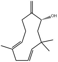 (1R,4E,7E)-3,3,7-トリメチル-11-メチレン-4,7-シクロウンデカジエン-1-オール 化学構造式