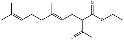 4,8-Decadienoic acid, 2-acetyl-5,9-dimethyl-, ethyl ester, (E)- Struktur