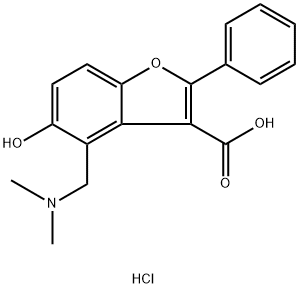 4-[(dimethylamino)methyl]-5-hydroxy-2-phenyl-1-benzofuran-3-carboxylic acid hydrochloride Struktur