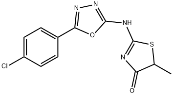 2-((5-(4-Chlorophenyl)-1,3,4-oxadiazol-2-yl)amino)-5-methyl-4(5H)-thia zolone Structure