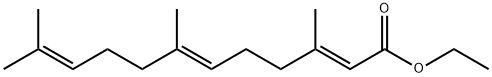 (2E,6E)-3,7,11-トリメチル-2,6,10-ドデカトリエン酸エチル 化学構造式