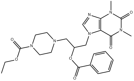 1-Piperazinecarboxylic acid, 4-(2-benzoyloxy-3-(1,3-dimethyl-7-xanthin yl)propyl)-, ethylester Structure