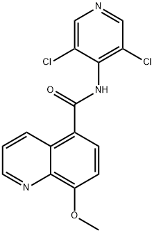 N-(3,5-ジクロロ-4-ピリジニル)-8-メトキシキノリン-5-カルボアミド 化学構造式